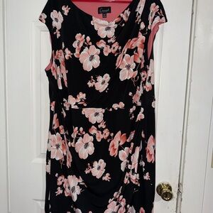 Connected Apparel Black and Pink Floral Dress